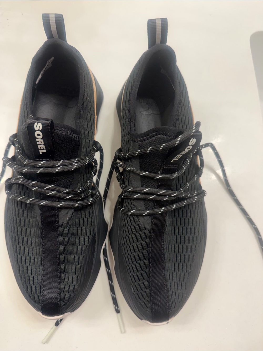 Sorel Black Athletic Knit Lace-Up Sneakers with Reflective Accents